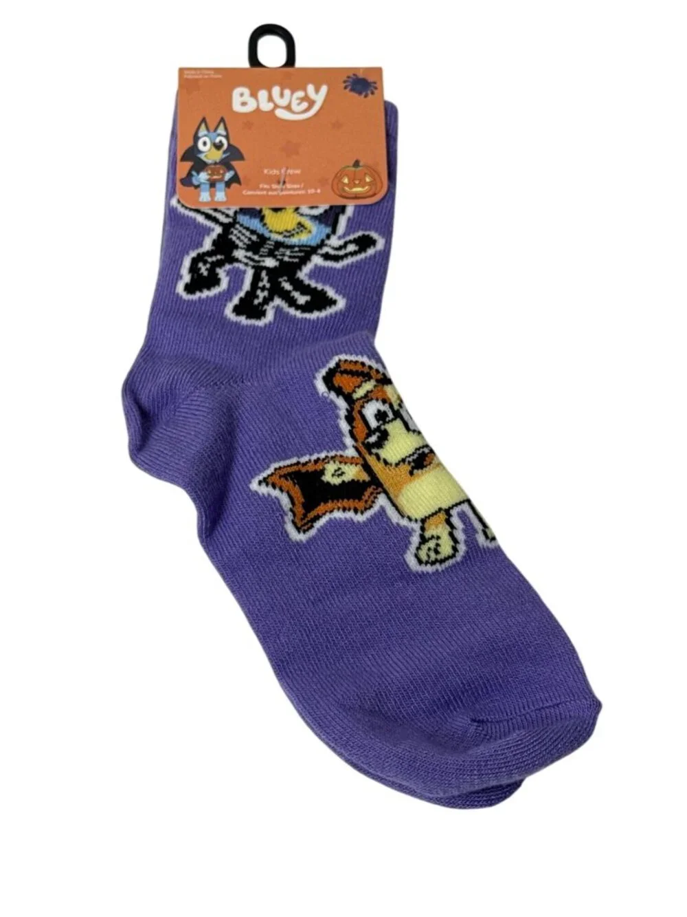 Bluey Bingo Halloween Kids Purple Crew Socks New